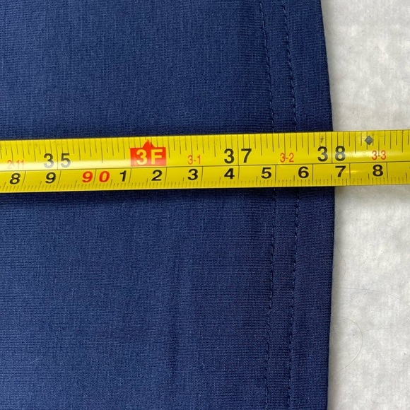 DouBCQ Dress Womens Large Navy Blue Short Sleeve Pockets Pleated Rayon Stretch - Picture 7 of 12